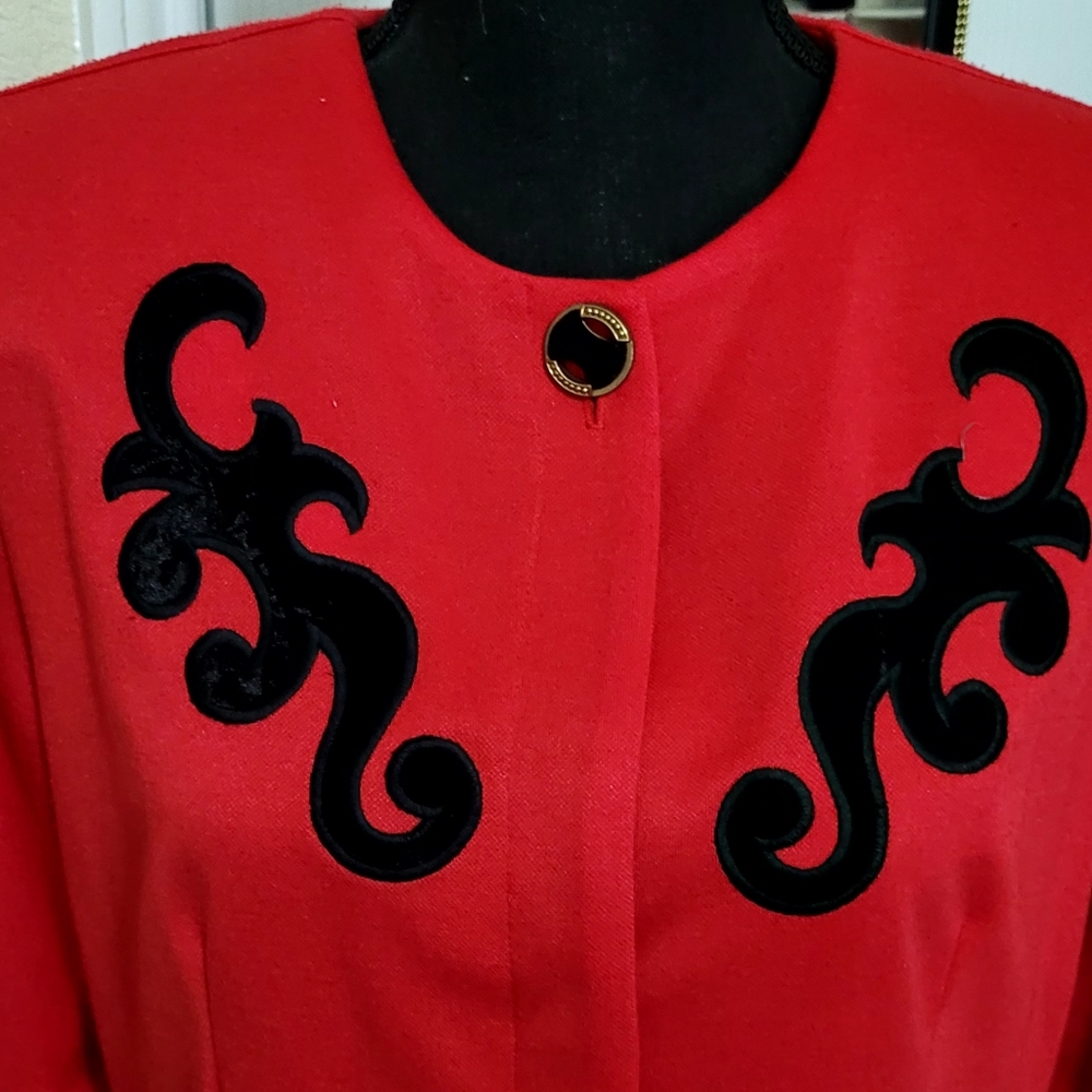 Pablo collection red blazer with velvet details